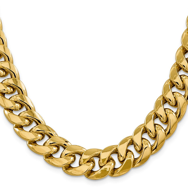 14k Yellow Gold 15mm Semi-Solid Miami Cuban Chain Necklace