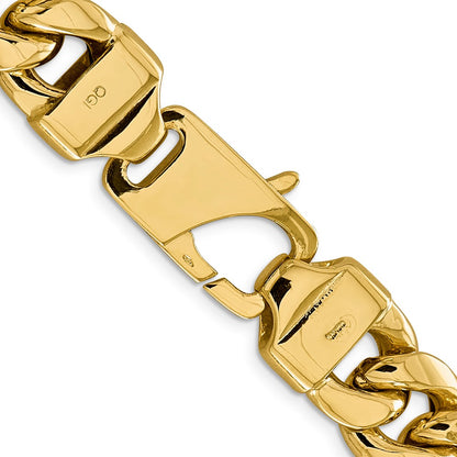 14k Yellow Gold 15mm Semi-Solid Miami Cuban Chain Necklace