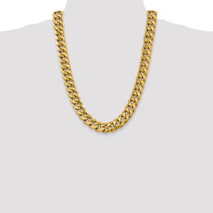 14k Yellow Gold 15mm Semi-Solid Miami Cuban Chain Necklace