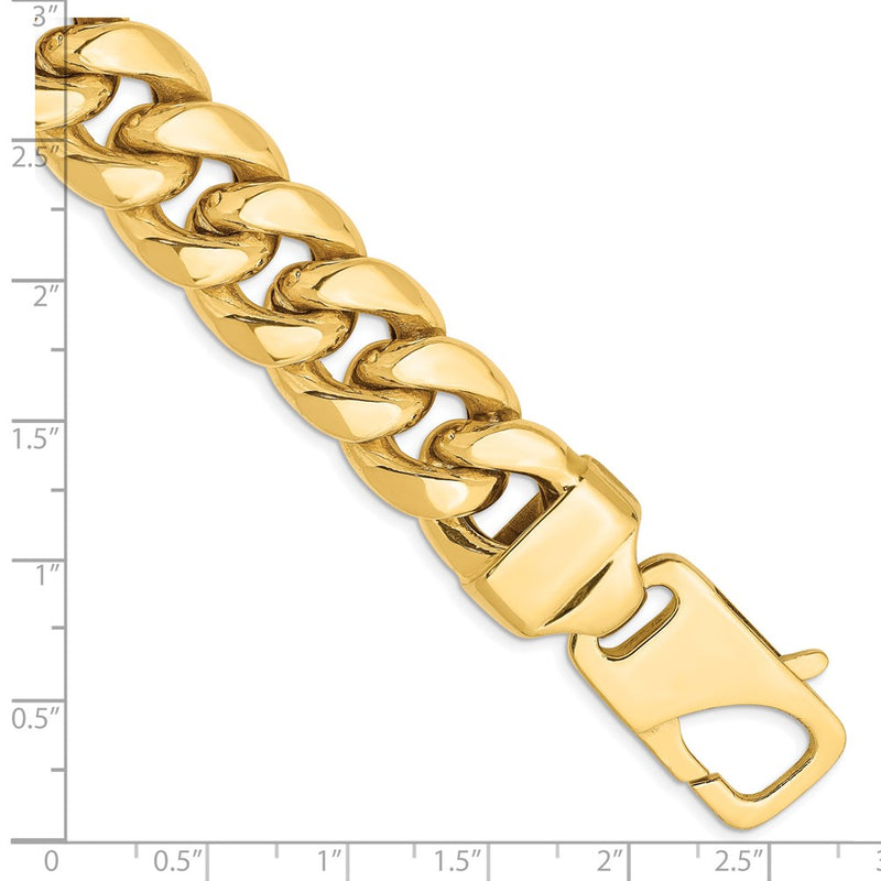 14k Yellow Gold 15mm Semi-Solid Miami Cuban Chain Bracelet