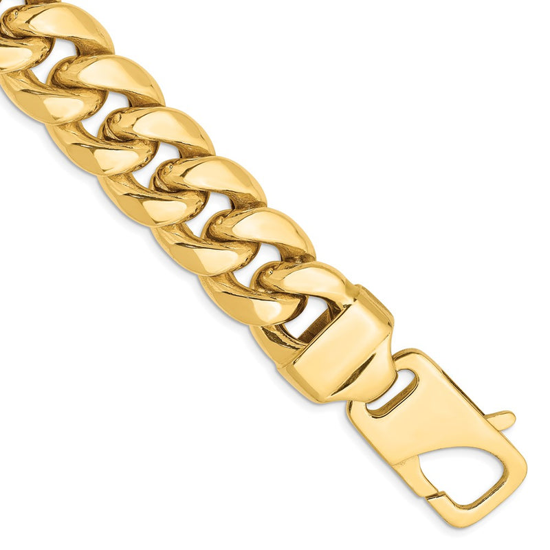 14k Yellow Gold 15mm Semi-Solid Miami Cuban Chain Bracelet
