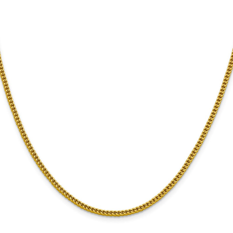 14K Yellow Gold 2.2mm Semi-Solid Franco With Lobster Clasp Chain Necklace
