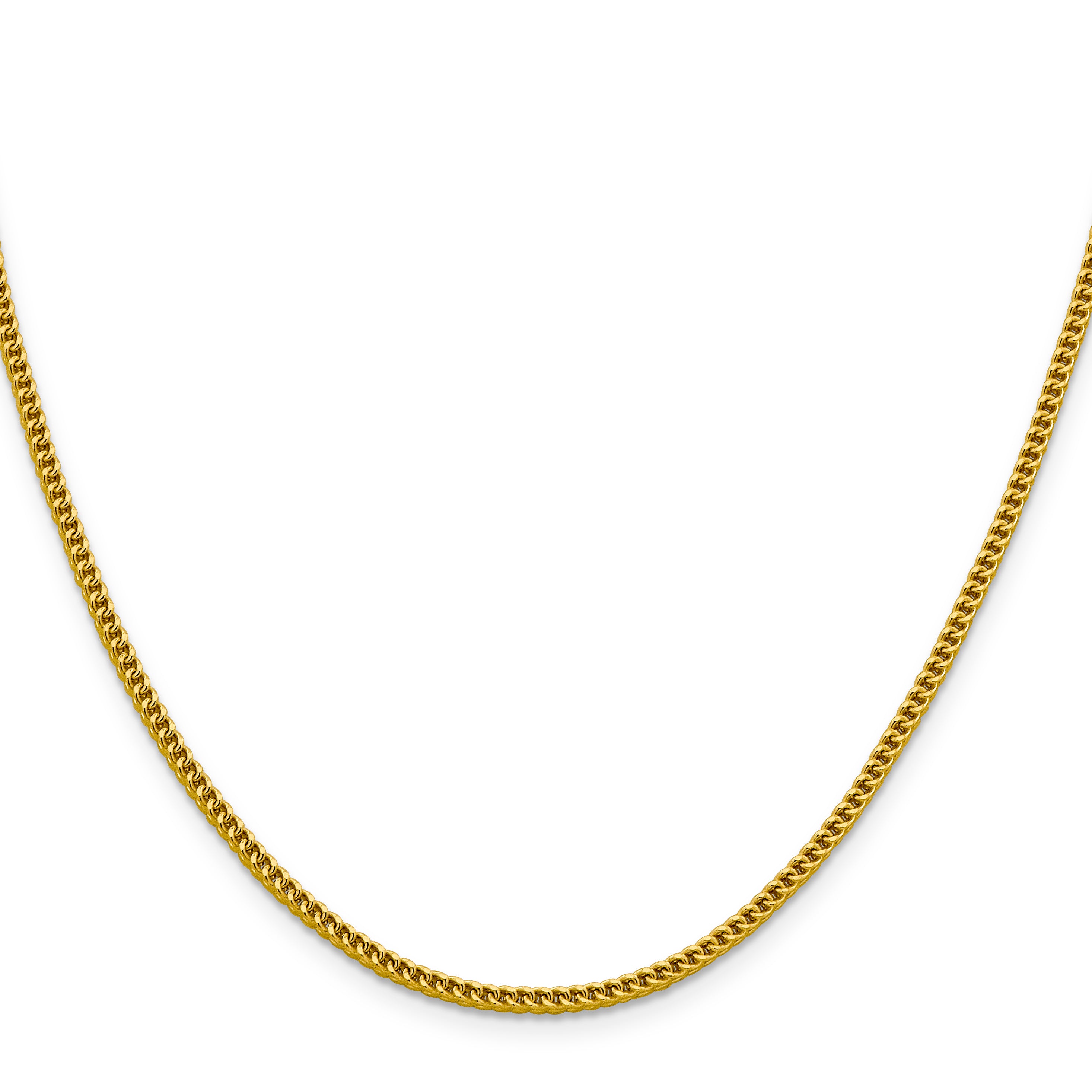 14K Yellow Gold 22 Inch 2.2mm Semi-Solid Franco With Lobster Clasp Chain