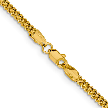 14K Yellow Gold 22 Inch 2.2mm Semi-Solid Franco With Lobster Clasp Chain