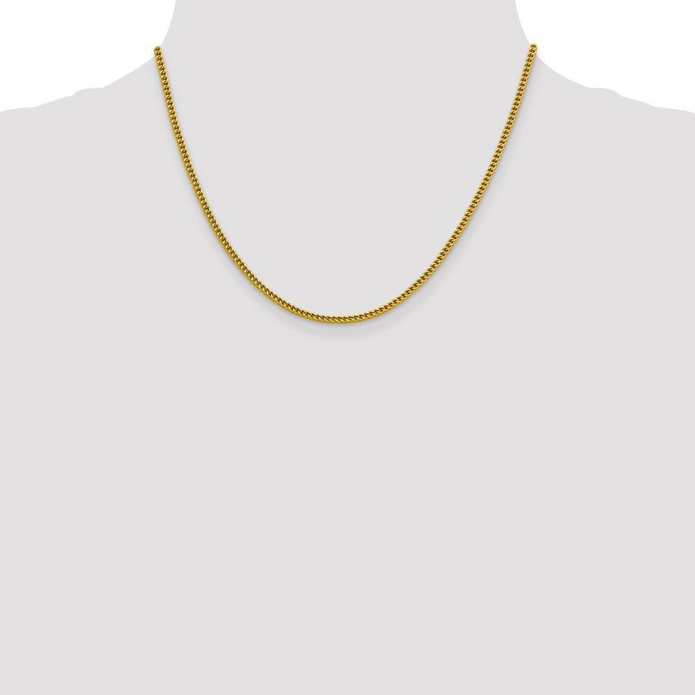 14K Yellow Gold 2.2mm Semi-Solid Franco With Lobster Clasp Chain Necklace
