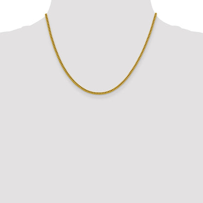 14K Yellow Gold 2.2mm Semi-Solid Franco With Lobster Clasp Chain Necklace