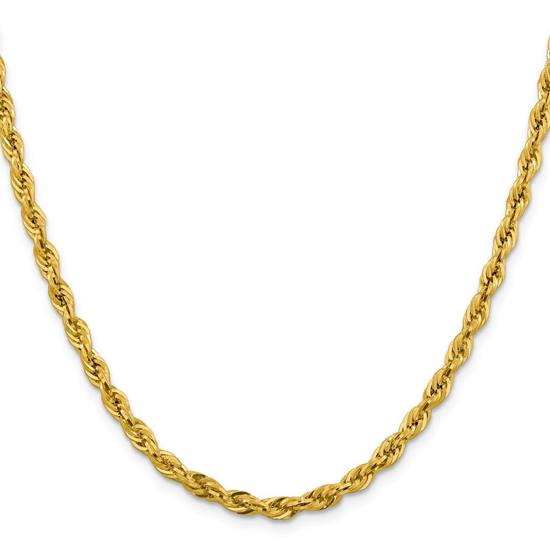 14K Yellow Gold 24 Inch 4.25mm Semi Solid Rope With Lobster Clasp Chain Necklace
