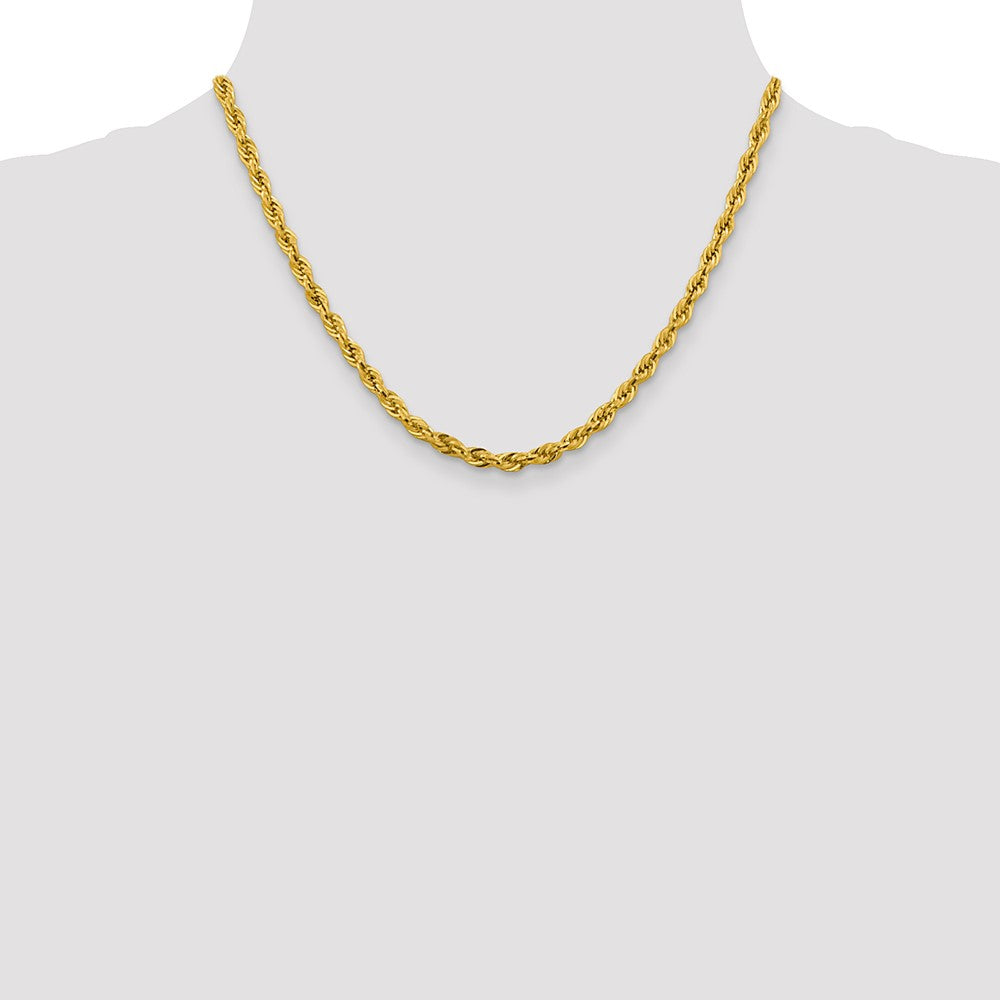 14K Yellow Gold 4.25mm Semi Solid Rope With Lobster Clasp Chain Necklace