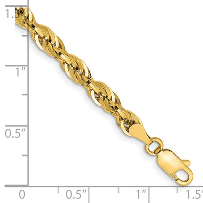 14K Yellow Gold 7 Inch 4.25mm Semi Solid Rope With Lobster Clasp Chain