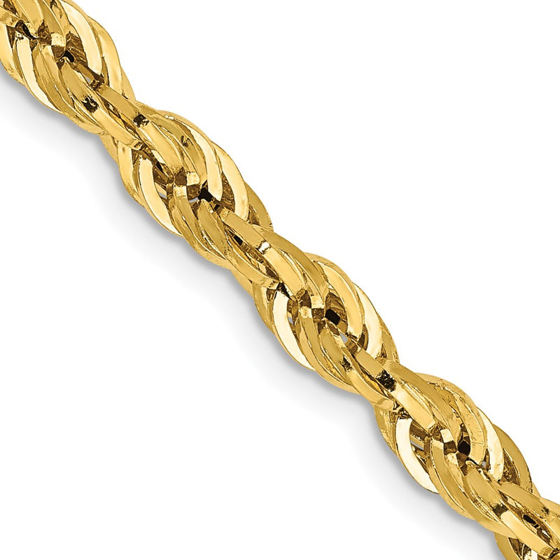 14K Yellow Gold 24 Inch 4.25mm Semi Solid Rope With Lobster Clasp Chain Necklace