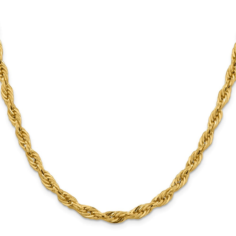 14K Yellow Gold 5.4mm Semi Solid Rope With Lobster Clasp Chain Necklace