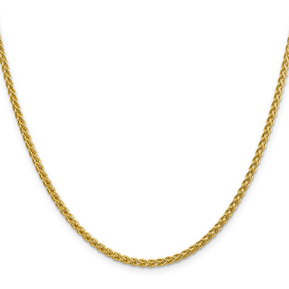 14K Yellow Gold 20 Inch 2.75mm Semi-Solid Wheat With Lobster Clasp Chain Necklace