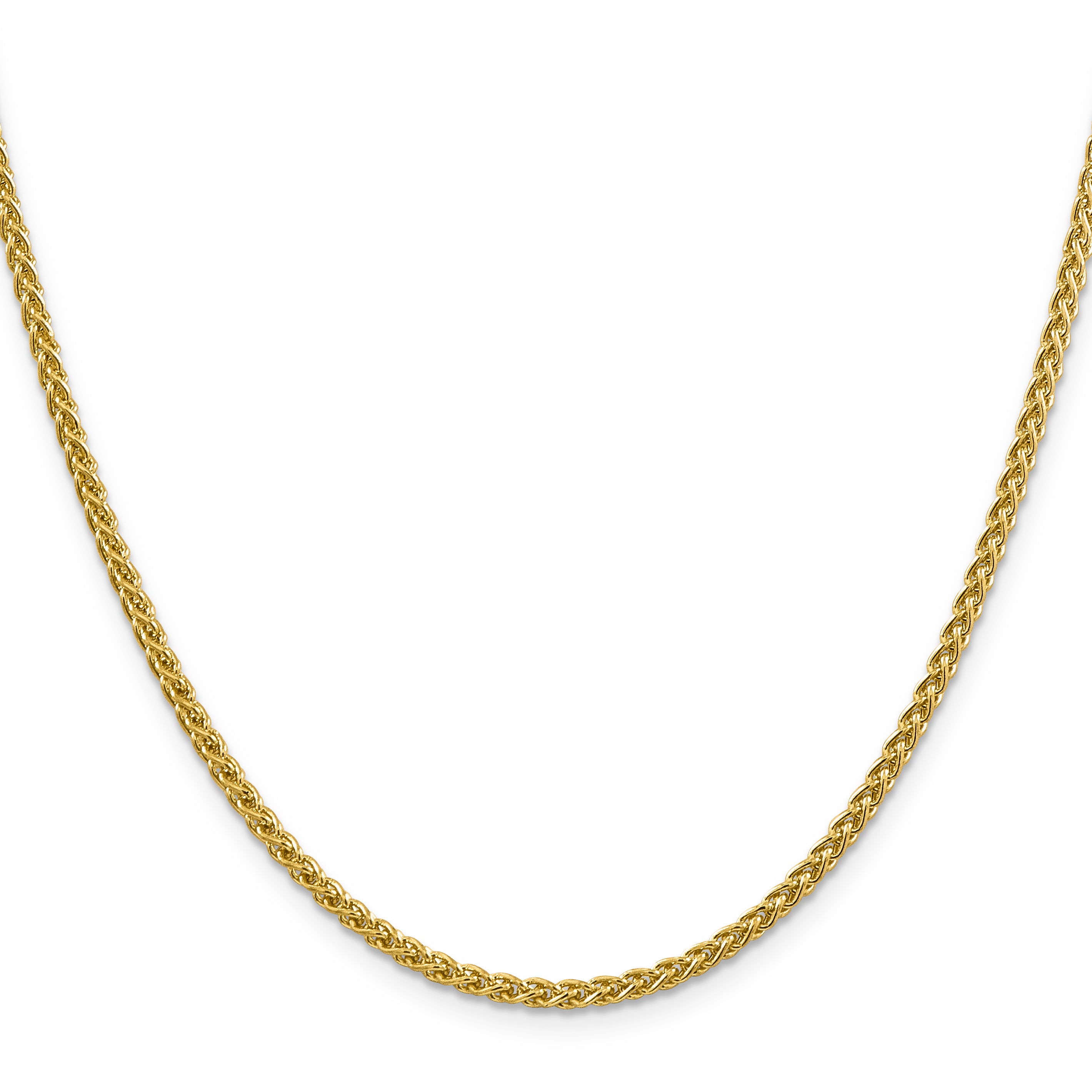 14K Yellow Gold 24 Inch 2.75mm Semi-Solid Wheat With Lobster Clasp Chain Necklace