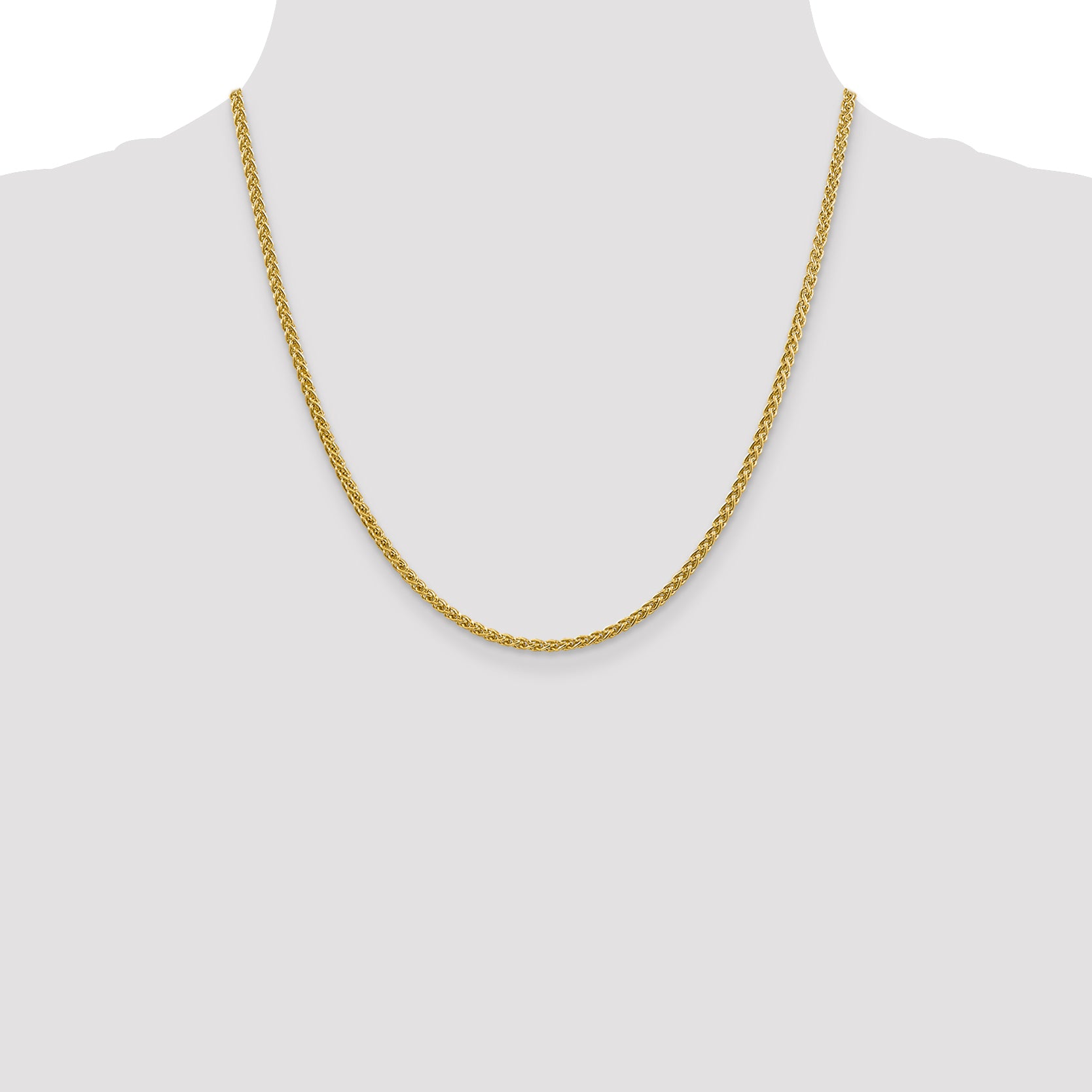 14K Yellow Gold 20 Inch 2.75mm Semi-Solid Wheat With Lobster Clasp Chain Necklace