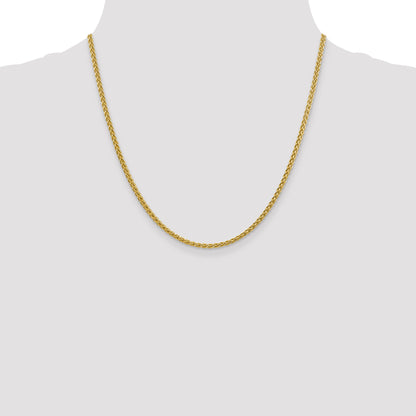 14K Yellow Gold 20 Inch 2.75mm Semi-Solid Wheat With Lobster Clasp Chain Necklace