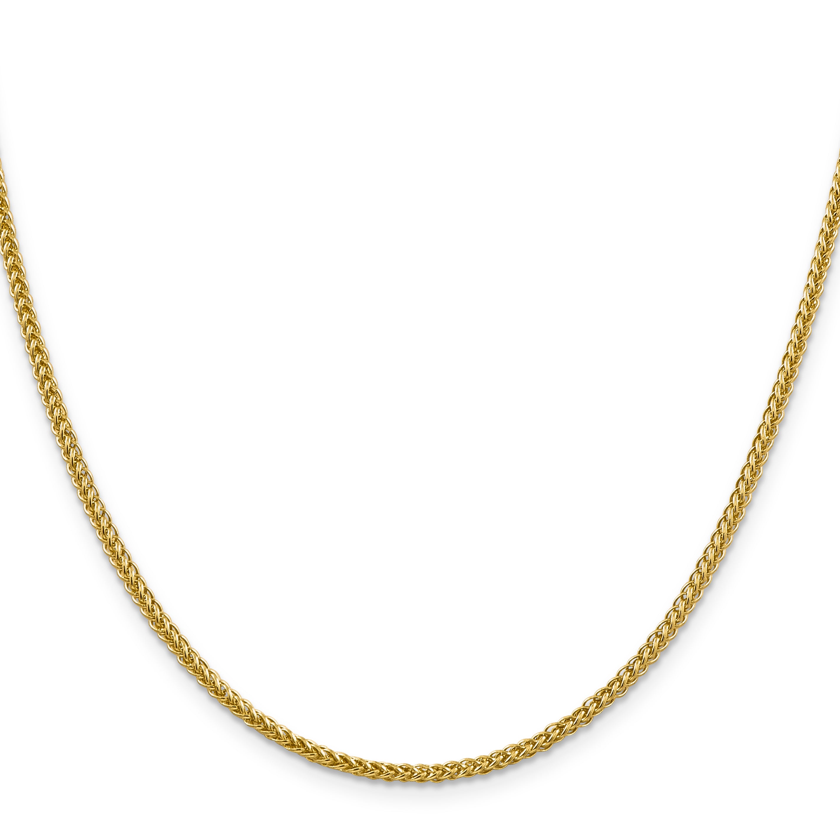 14K Yellow Gold 16 Inch 2.35mm Semi-Solid 3-Wire Wheat With Lobster Clasp Chain Necklace