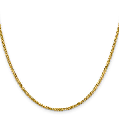 14K Yellow Gold 18 Inch 2.35mm Semi-Solid 3-Wire Wheat With Lobster Clasp Chain Necklace