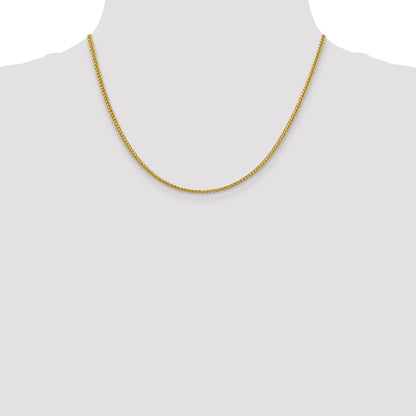 14K Yellow Gold 18 Inch 2.35mm Semi-Solid 3-Wire Wheat With Lobster Clasp Chain Necklace