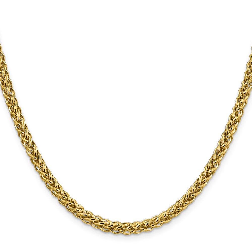 14K Yellow Gold 16 4.65mm Semi-Solid 3-Wire Wheat With Lobster Clasp Chain Necklace