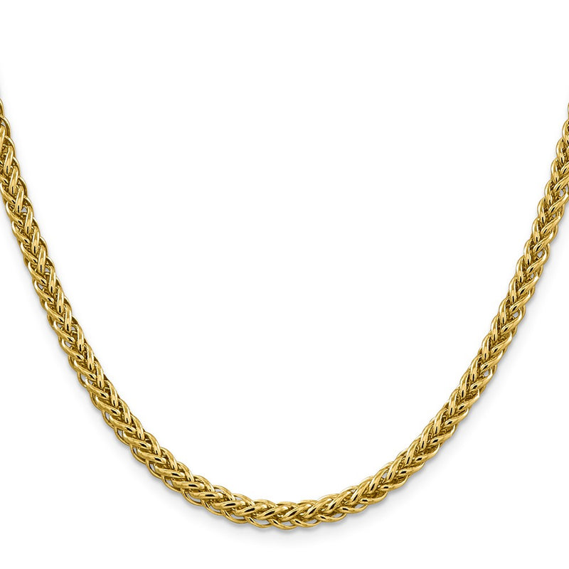 14K Yellow Gold 16 4.65mm Semi-Solid 3-Wire Wheat With Lobster Clasp Chain Necklace
