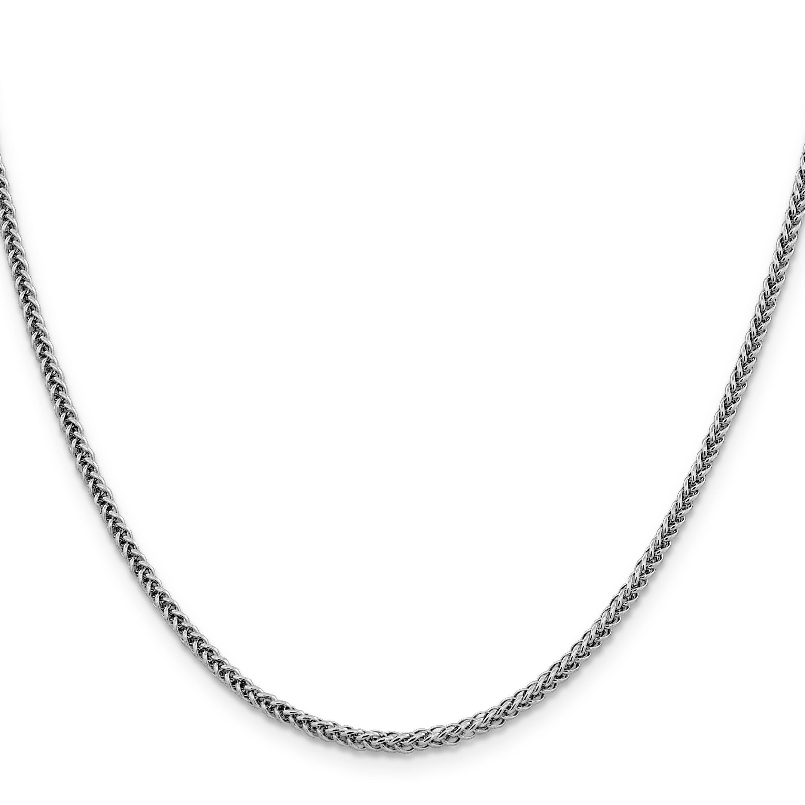 14K White Gold 16 Inch 2.35mm Semi-Solid 3-Wire Wheat With Lobster Clasp Chain Necklace
