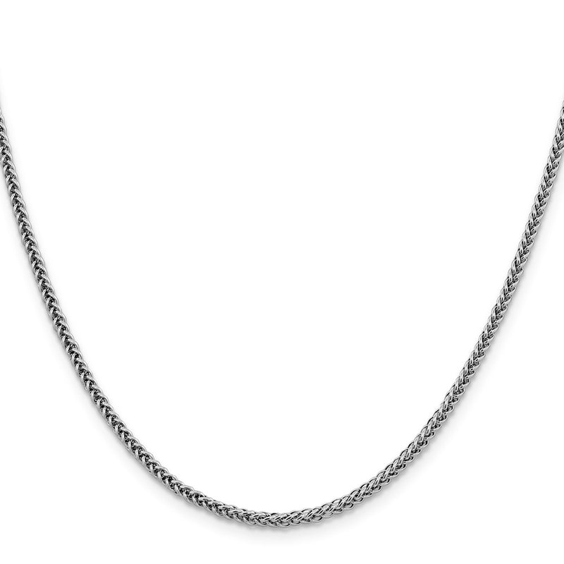 14K White Gold 2.35mm Semi-Solid 3-Wire Wheat With Lobster Clasp Chain Necklace