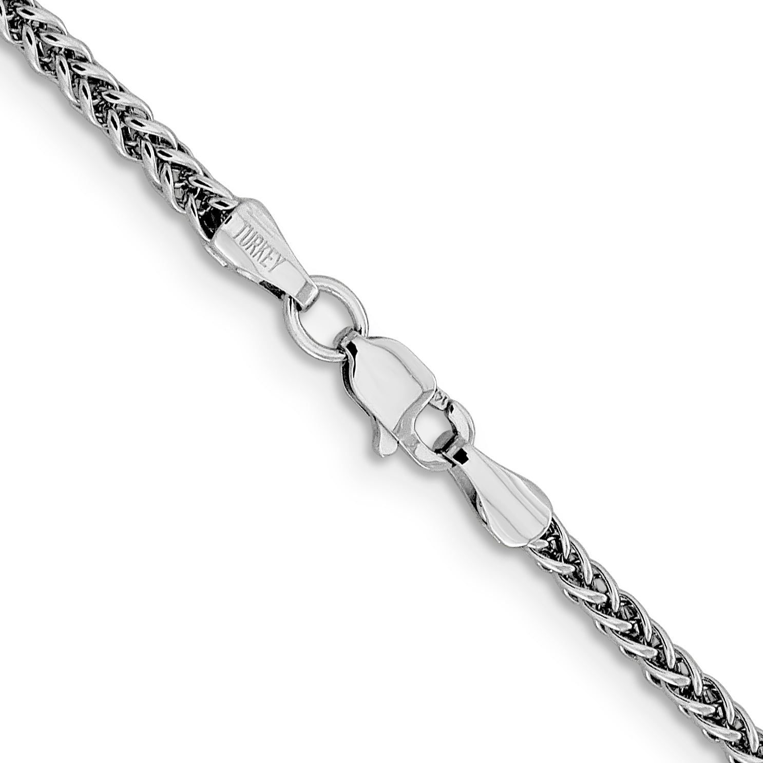 14K White Gold 18 Inch 2.35mm Semi-Solid 3-Wire Wheat With Lobster Clasp Chain Necklace
