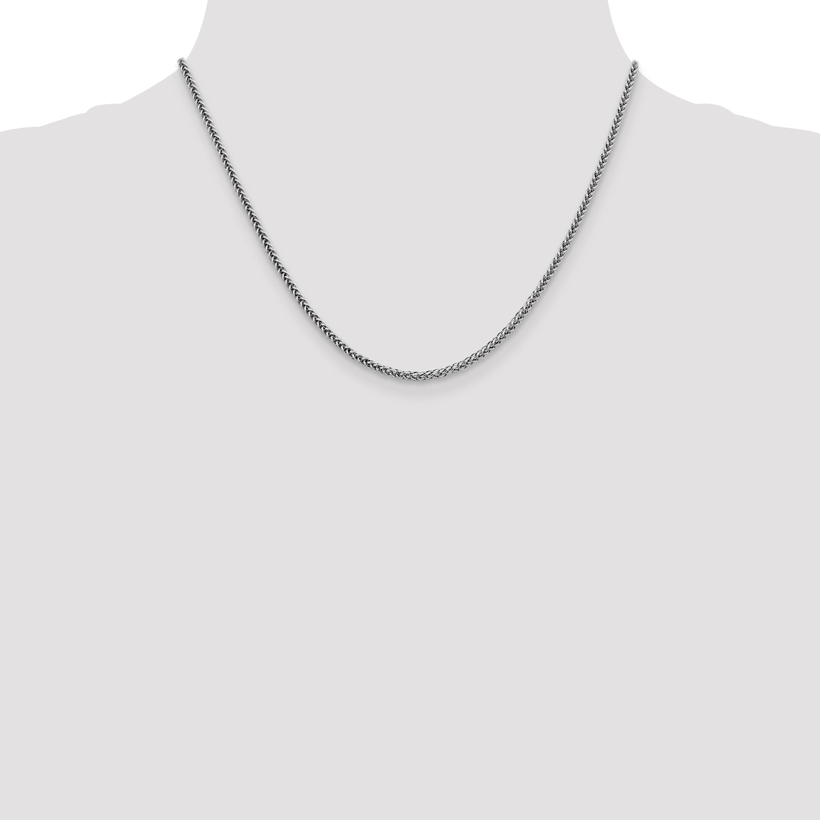 14K White Gold 18 Inch 2.35mm Semi-Solid 3-Wire Wheat With Lobster Clasp Chain Necklace