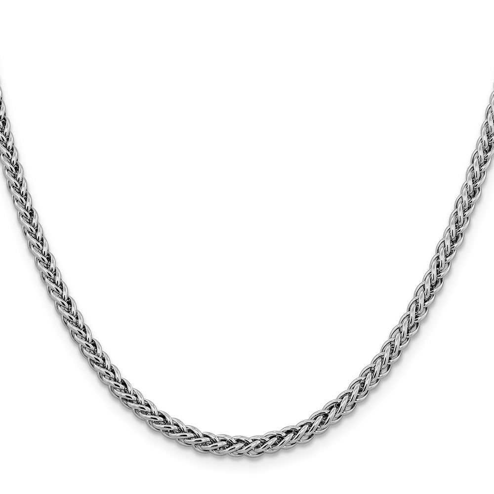 14K White Gold 16 4.3mm Semi-Solid 3-Wire Wheat With Lobster Clasp Chain Necklace