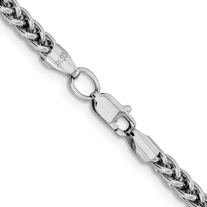 14K White Gold 16 4.3mm Semi-Solid 3-Wire Wheat With Lobster Clasp Chain Necklace