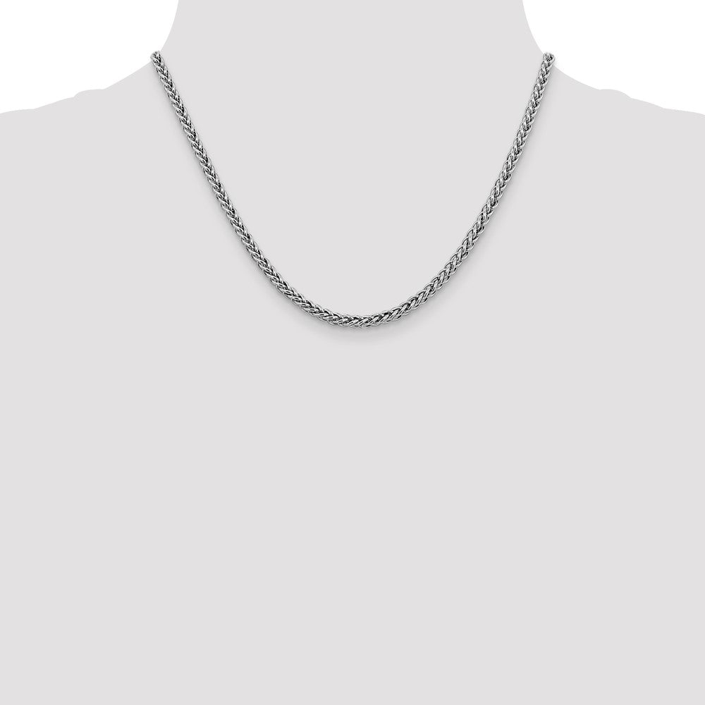 14K White Gold 16 4.3mm Semi-Solid 3-Wire Wheat With Lobster Clasp Chain Necklace