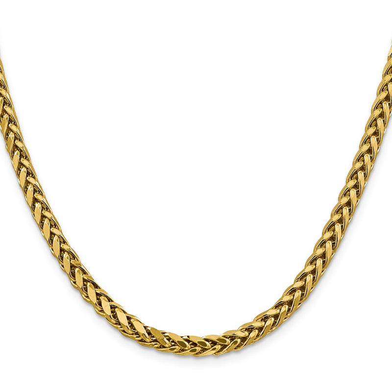 14K Yellow Gold 5mm Semi-Solid Diamond-Cut Wheat With Lobster Clasp Chain Necklace