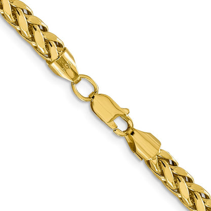 14K Yellow Gold 5mm Semi-Solid Diamond-Cut Wheat With Lobster Clasp Chain Necklace