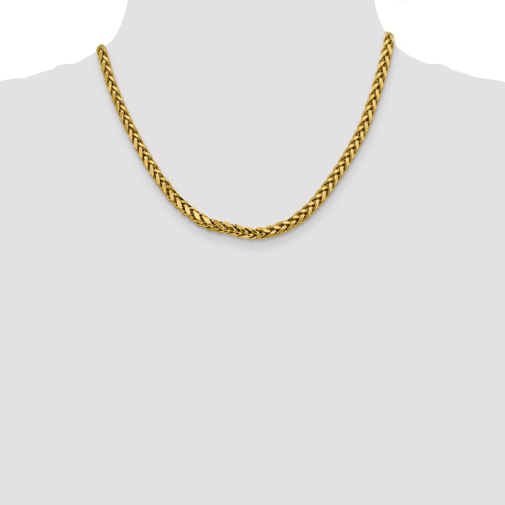 14K Yellow Gold 5mm Semi-Solid Diamond-Cut Wheat With Lobster Clasp Chain Necklace