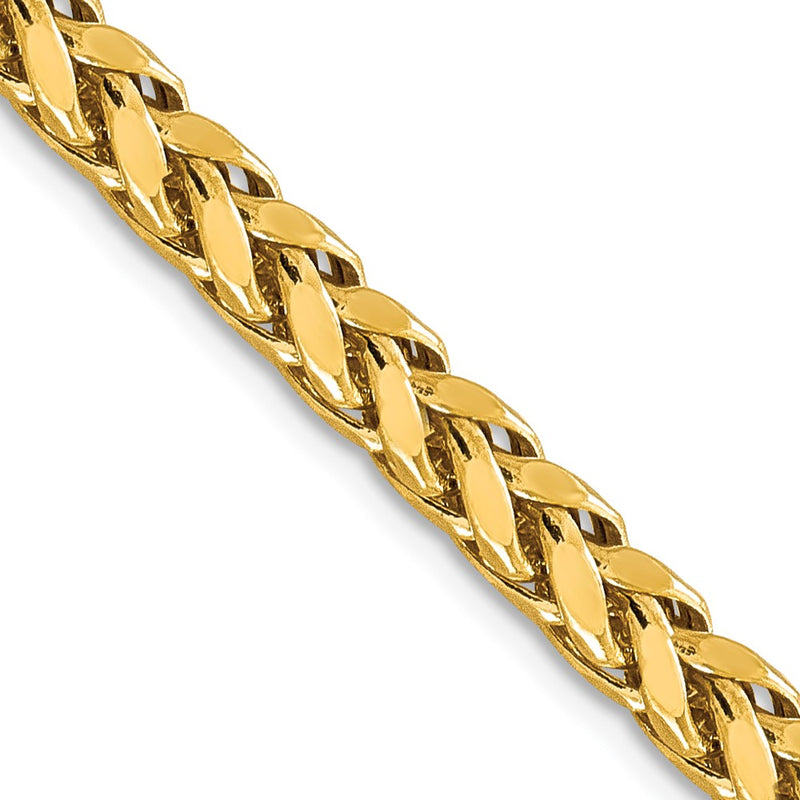 14K Yellow Gold 5mm Semi-Solid Diamond-Cut Wheat With Lobster Clasp Chain Necklace