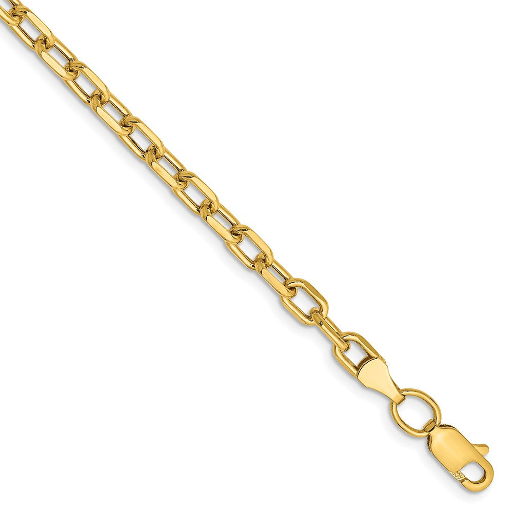 14k Yellow Gold 3.7mm Semi-solid D/C Open Link Cable Chain Bracelet