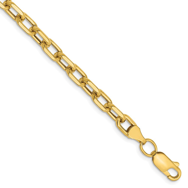 14k Yellow Gold 4.9mm Semi-solid D/C Open Link Cable Chain Bracelet