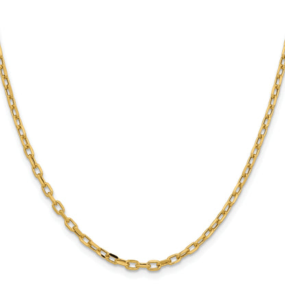 14K Yellow Gold Yellow Gold 20 inch 3mm Semi-Solid Diamond-cut Open Link Cable with Lobster Clasp Chain Necklace