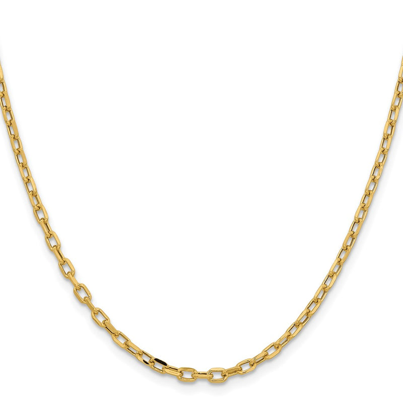 14K Yellow Gold Yellow Gold 26 inch 3mm Semi-Solid Diamond-cut Open Link Cable with Lobster Clasp Chain Necklace
