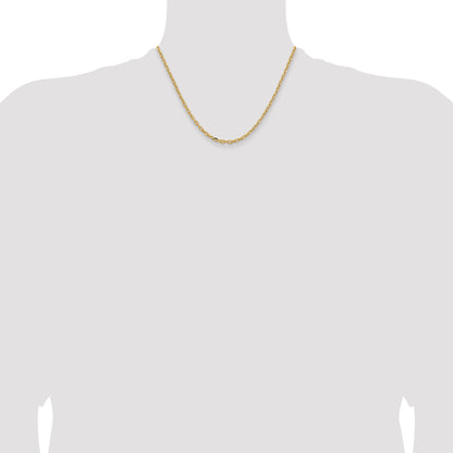 14K Yellow Gold Yellow Gold 18 inch 3mm Semi-Solid Diamond-cut Open Link Cable with Lobster Clasp Chain Necklace