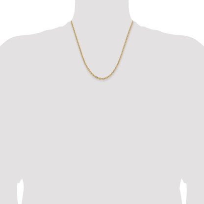 14K Yellow Gold Yellow Gold 20 inch 3mm Semi-Solid Diamond-cut Open Link Cable with Lobster Clasp Chain Necklace