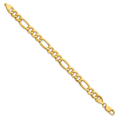 14K Yellow Gold 8 inch 8.5mm Semi-Solid Figaro with Lobster Clasp Bracelet
