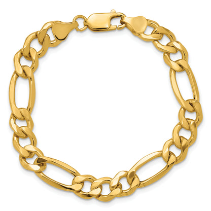 14K Yellow Gold 8 inch 8.5mm Semi-Solid Figaro with Lobster Clasp Bracelet