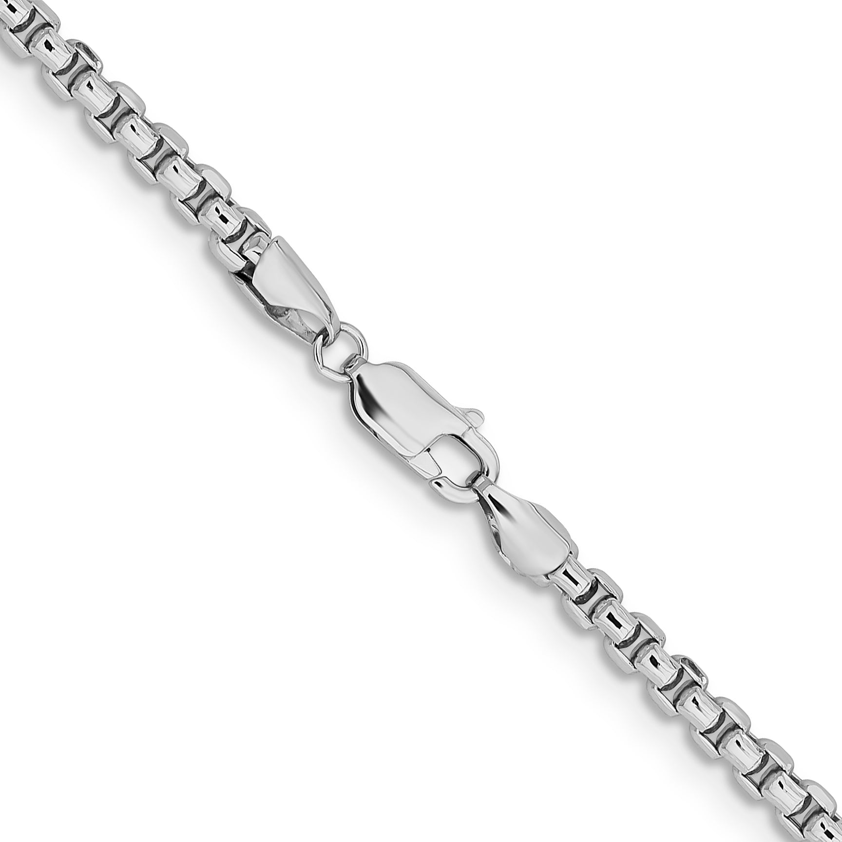 14K White Gold 20 inch 3.6mm Semi-Solid Round Box with Lobster Clasp Chain Necklace