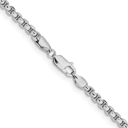 14K White Gold 20 inch 3.6mm Semi-Solid Round Box with Lobster Clasp Chain Necklace