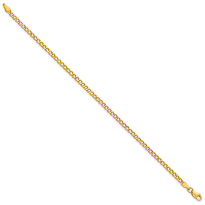14K Yellow Gold 10 inch 2.85mm Semi-Solid Curb with Lobster Clasp Anklet