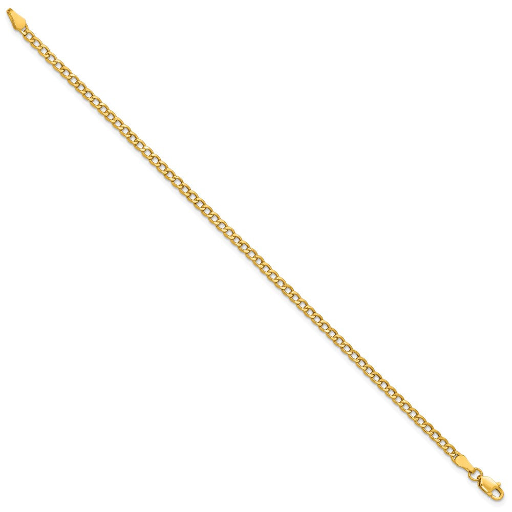 14K Yellow Gold 9 inch 2.85mm Semi-Solid Curb with Lobster Clasp Anklet