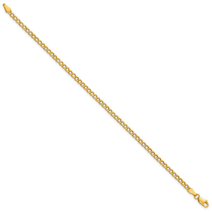 14K Yellow Gold 9 inch 2.85mm Semi-Solid Curb with Lobster Clasp Anklet
