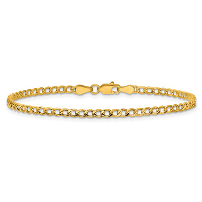 14K Yellow Gold 10 inch 2.85mm Semi-Solid Curb with Lobster Clasp Anklet