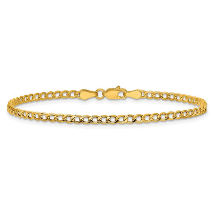 14K Yellow Gold 9 inch 2.85mm Semi-Solid Curb with Lobster Clasp Anklet